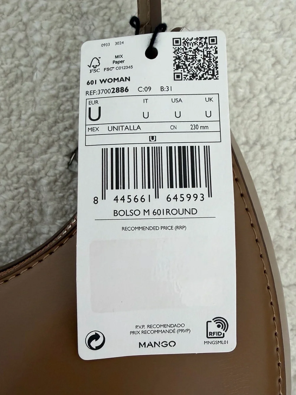 NWT Mango Oval Short Handle Bag
